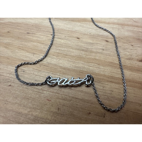 Avon Jewelry - Avon SENTIMENTS Necklace FAITH Silver Finish Cursive Word Pendant